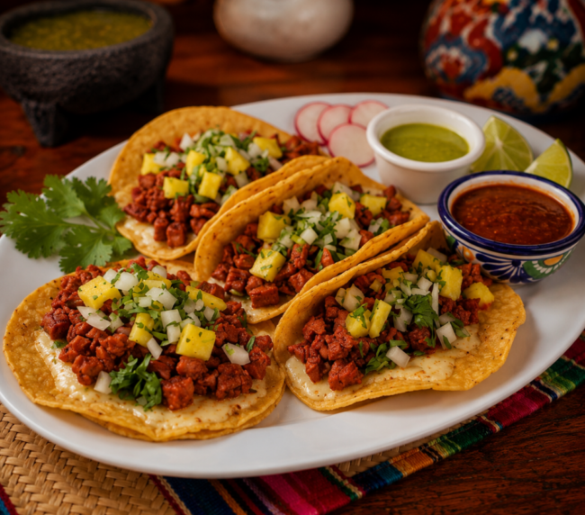 Tacos al pastor con queso