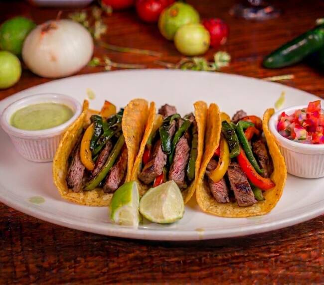 Tacos arrachera sin queso