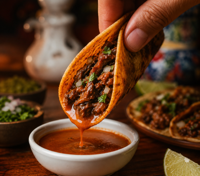 Tacos de birria sin queso